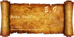 Beke Iván névjegykártya